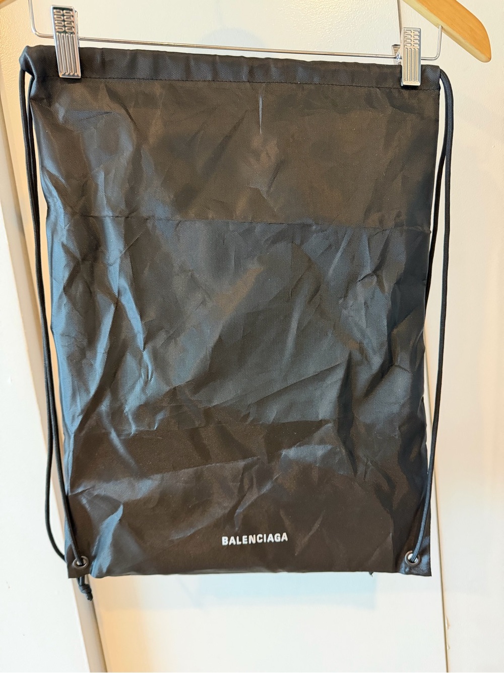 Balenciaga Nylon Black Drawstring Bag
